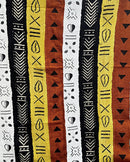 Multi-Colored Strips African Mudcloth Handmade Fabric- Yellow / White/ Rust/ Black