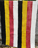 Multi-Colored Strips African Mudcloth Handmade Fabric- Yellow / White/ Rust/ Black
