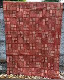 African Bogolan Mud Cloth Handmade Fabric - Rust / Black