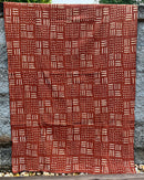 African Bogolan Mud Cloth Handmade Fabric - Rust / Black