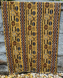 African Mudcloth Handmade Fabric with Cowry Symbols - Mustard / Brown