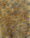 African Mudcloth Handmade Fabric with Gye Nyame adinkra Symbols - Mustard / White