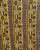 African Mudcloth Handmade Fabric with Cowry Symbols - Mustard / Brown