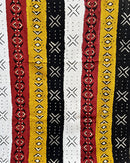 Multi-Colored Strips African Mudcloth Handmade Fabric- Yellow / White/ Rust/ Black