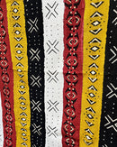 Multi-Colored Strips African Mudcloth Handmade Fabric- Yellow / White/ Rust/ Black