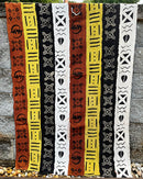Multi-Colored Strips African Mudcloth Handmade Fabric- Yellow / White/ Rust/ Black