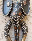 Babanki African Elephant Head Mask with Encrusted Cowries, Coins & Bronze