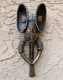 Babanki African Elephant Head Mask with Encrusted Cowries, Coins & Bronze