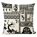 African Life Portrait Pillow Cover - Beige / Black - Afrilege