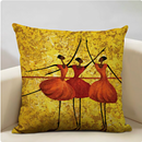 Black Girls Ballerina Portrait Pillow Cover - Gold / Orange / Multicolor - Afrilege