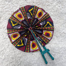African Print Circle Foldable Handheld Fan - Black / Red / Yellow - Afrilege