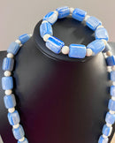 Blue Agate Beads African Necklace - Afrilege