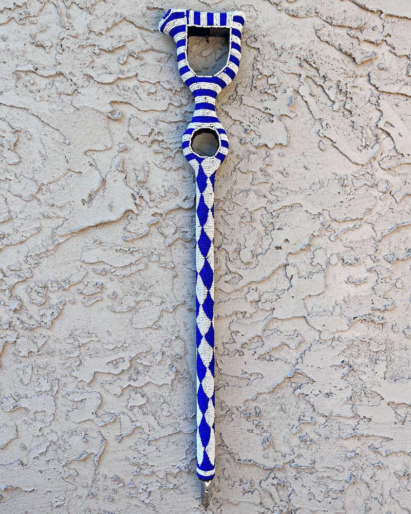 Bamileke Hand Beaded African Carved Walking Stick / Cane