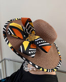 Bogolan African Print Straw Church Sun Hat - Afrilege