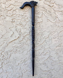 Lion head Ebony Wood Carved Walking Stick / Cane