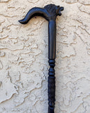 Lion head Ebony Wood Carved Walking Stick / Cane