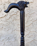 Lion head Ebony Wood Carved Walking Stick / Cane