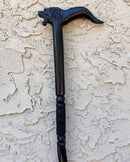 Lion Handle Ebony Wood Carved Walking Stick / Cane