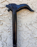 Lion Handle Ebony Wood Carved Walking Stick / Cane