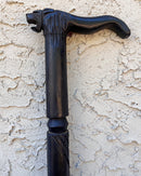 Lion head Ebony Wood Carved Walking Stick / Cane