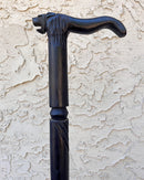 Lion head Ebony Wood Carved Walking Stick / Cane