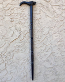 Elephant Head Ebony Wood Carved Walking Stick / Cane
