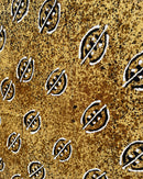 African Mudcloth Handmade Fabric with Gye Nyame adinkra Symbols - Mustard / White