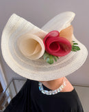 Women's 3-Color Flowers Wide Brim Fascinator