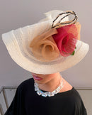 Women's 3-Color Flowers Wide Brim Fascinator