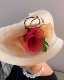 Women's 3-Color Flowers Wide Brim Fascinator