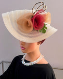 Women's 3-Color Flowers Wide Brim Fascinator