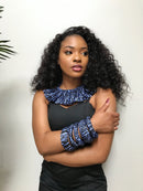 Ndop Navy Bamileke African Print Fabric Ankara Skirt Jewelry Set ( Necklace - Bracelets - earrings) - Afrilege