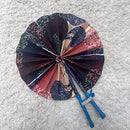 African Print Circle Foldable Handheld Fan - Blue / Red - Afrilege