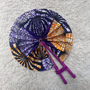 African Print Circle Foldable Handheld Fan - Purple / Orange - Afrilege