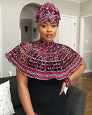 Red Toghu African print web Shoulder Choker Necklace - Afrilege