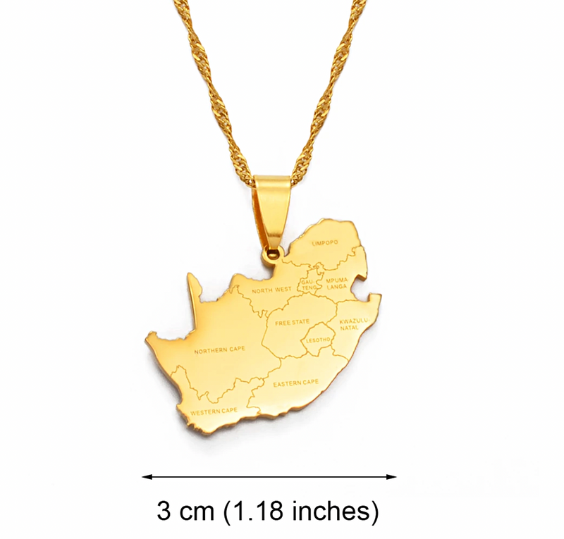 South Africa Map Pendant Necklace