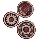 Set of 3 African Fulani Mbeedu Handwoven Roundel Flat Baskets - Afrilege
