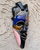 Hand-Carved Colorful Tikar African Wooden Mask - BIG SIZE