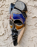 Hand-Carved Colorful Tikar African Wooden Mask - SMALL SIZE