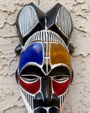 Hand-Carved Colorful Tikar African Wooden Mask - Medium size