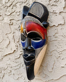 Hand-Carved Colorful Tikar African Wooden Mask - Medium size