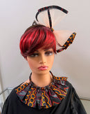 Toghu Burgundy African Print Mesh Fascinator Headband