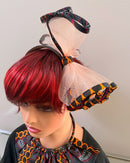 Toghu Burgundy African Print Mesh Fascinator Headband