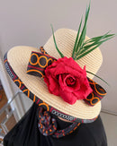 Toghu Burgundy Hepburn Straw Bell Shaped Wide Brim Sun Hat