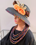 Toghu Burgundy Hepburn Straw Bell Shaped Wide Brim Sun Hat