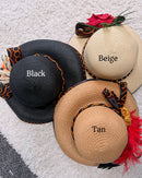 Toghu Burgundy Hepburn Straw Bell Shaped Wide Brim Sun Hat
