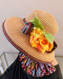 Toghu Hepburn Straw Bell Shaped Wide Brim Sun Hat