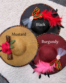 Toghu Burgungy African Print Wide-Brim Church Hat