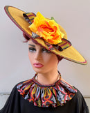 Toghu African Print Wide-Brim Church Hat
