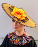 Toghu African Print Wide-Brim Church Hat